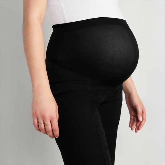 NEW Old Navy Maternity Pixie Wide Leg Pants Women XL Black Full Panel - Picture 3 of 10
